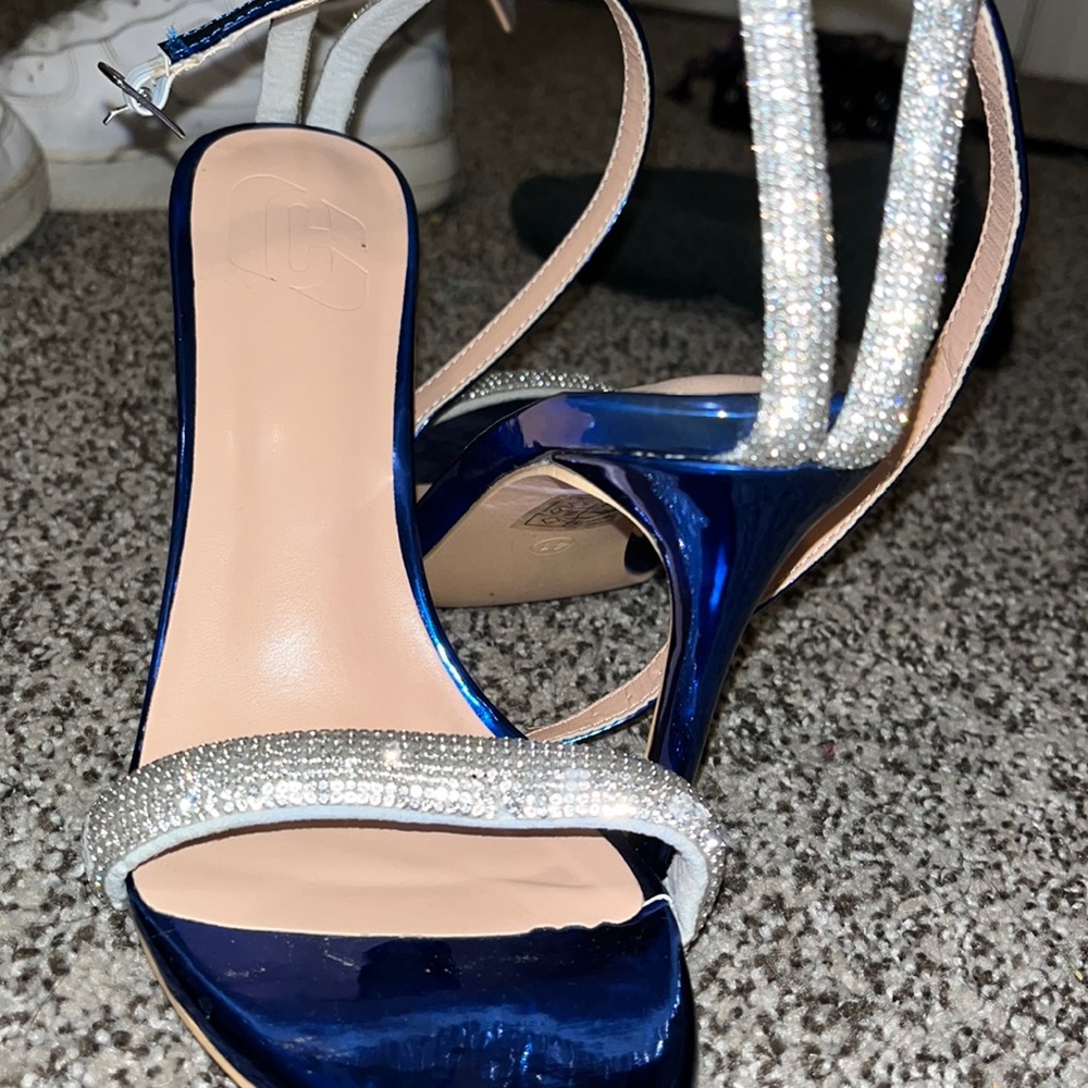 blue shiny rhinestone heels